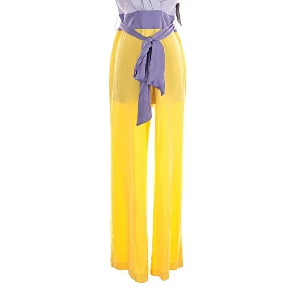 NWT Eva Mendes lilac & yellow jumpsuit, size Small - Picture 2 of 5